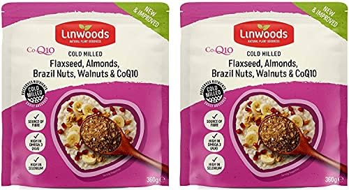 Linwoods Milled Flaxseed, Almonds, Brazil Nuts, Walnuts and Co-q10 360g (Pack of 2)