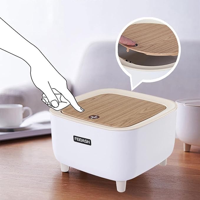 BLURISM Table Dustbin, Plastic Swinging Lid Waste Storage Garbage Bin, Waste Bins for Bedroom Desk Car Compost Bucket Dustbin Desktop Trash Can For Study Table, Office-image-27