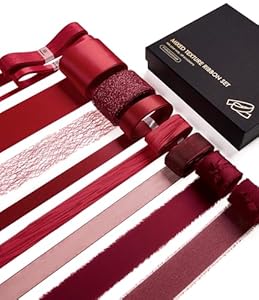 satin organza and chiffon red ribbon decorating set
