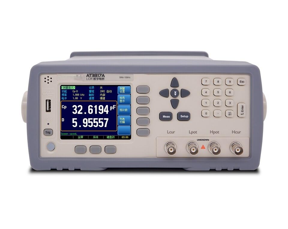 AT3818 10Hz-300kHz 0.05% Accuracy LCR Meter with DCR DC Bias Test Signal 0.01V-2V for Measuring Inductors Capacitors Resistors, TFT Color LCD Display, SCPI Modbus Handler Interfaces