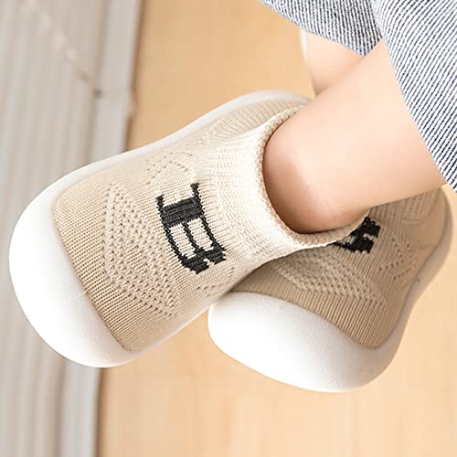 Sapatos de lazer infantis para meninos e meninas com estampa de letras de malha macia respirável sem