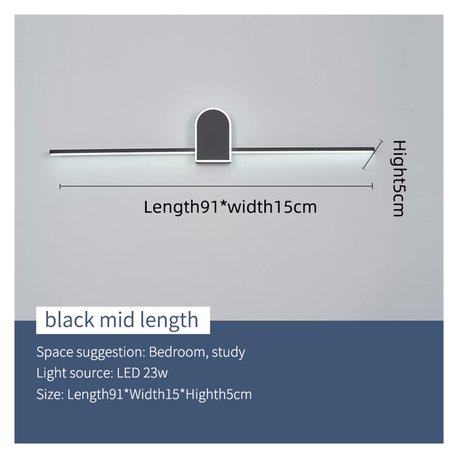 Światło obrazu z pilotem Łazienka Front Light Nowoczesna Kinkiet Led Czarno-białe Oprawy Kinkiet Kinkiet L70 90 110cm Lampa Łazienkowa Bezprzewodowe oświetlenie LED do malowania w pomie (Size : Warm