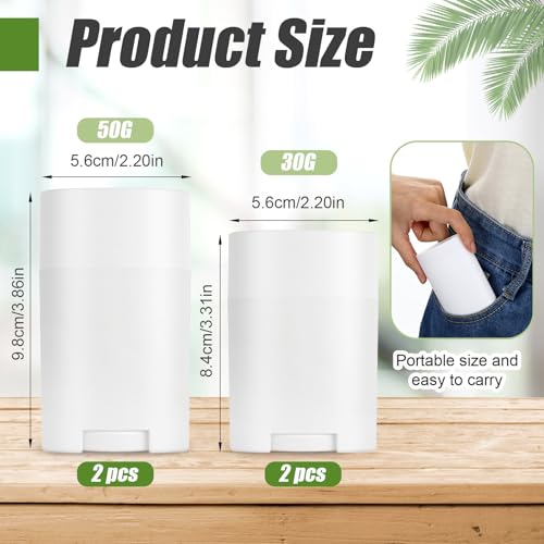 4 Pcs Deodorant Tubes Empty,Deodorant Container,Twist-Up Refillable Plastic Empty Deodorants Containers,for DIY Deodorants, Aromatherapy, Balm, Etc2