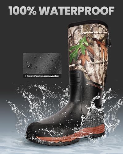 OutdoorMaster Hunting Boots for Men, Waterproof Rubber Neoprene Boots, Anti-slipped Insulated Outdoor Boots2