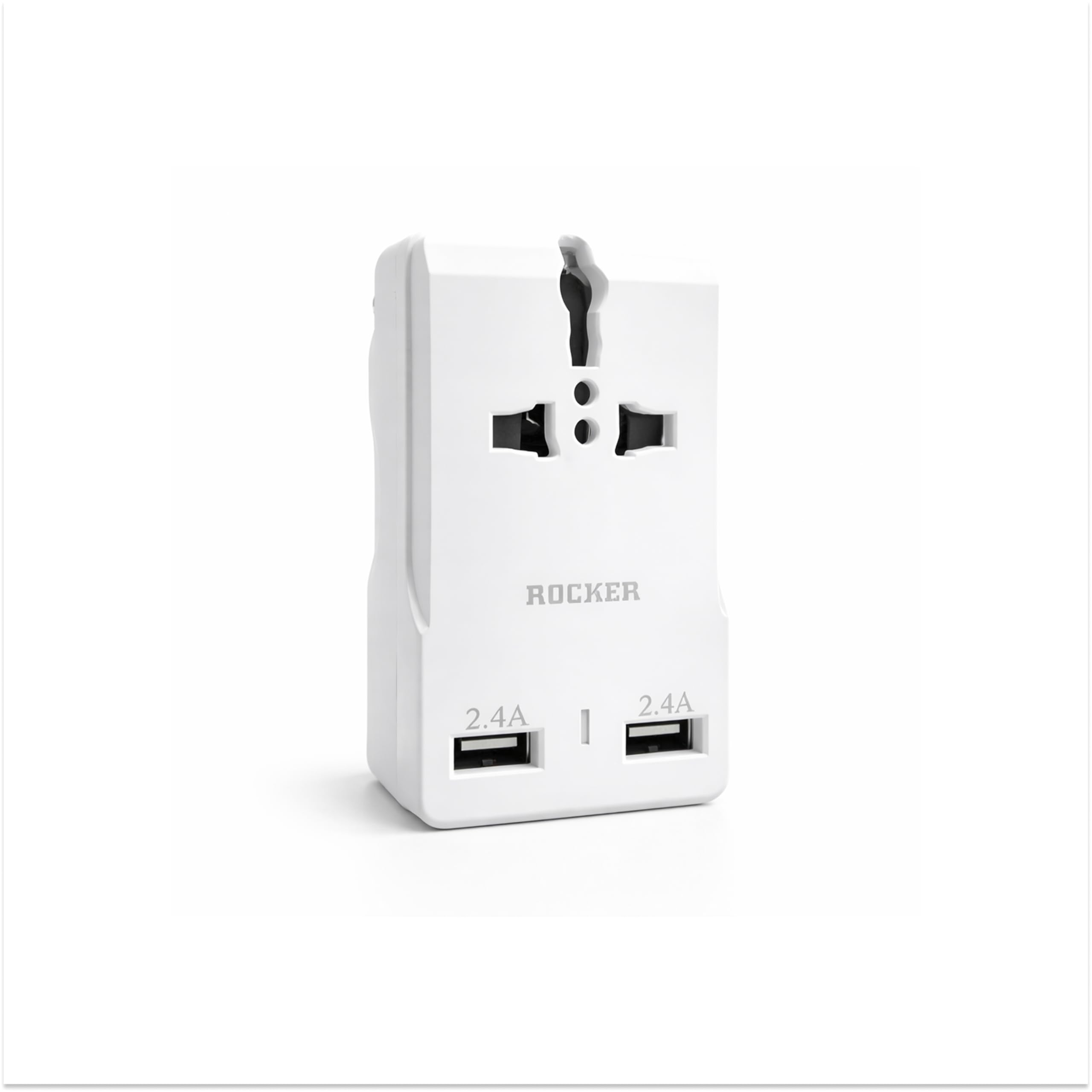 ELEGANT CASA 6 AMP Socket Universal Travel Adapter, Travel Adapter and Wall Charger with USB Port with Power Output USB 2.4A,100-250 Voltage Travel Charger (White)-image-0