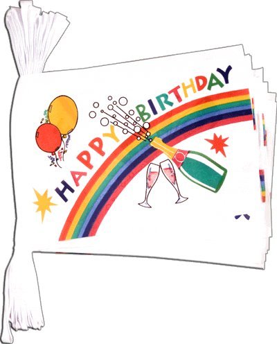 Guirlande Happy Birthday Digni grand format 5,9m avec drapeaux resistants