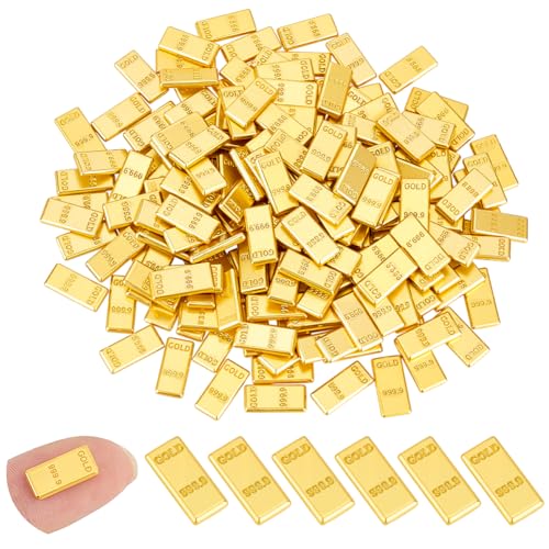 UNICRAFTALE Ca. 200 STK. Winzige Goldbarren Attrappen Puppenhaus Miniaturdekoration Aus Legierung Für Heim Bürodisplay Partydékor Sammlerstücke 14x6,5x1,5mm
