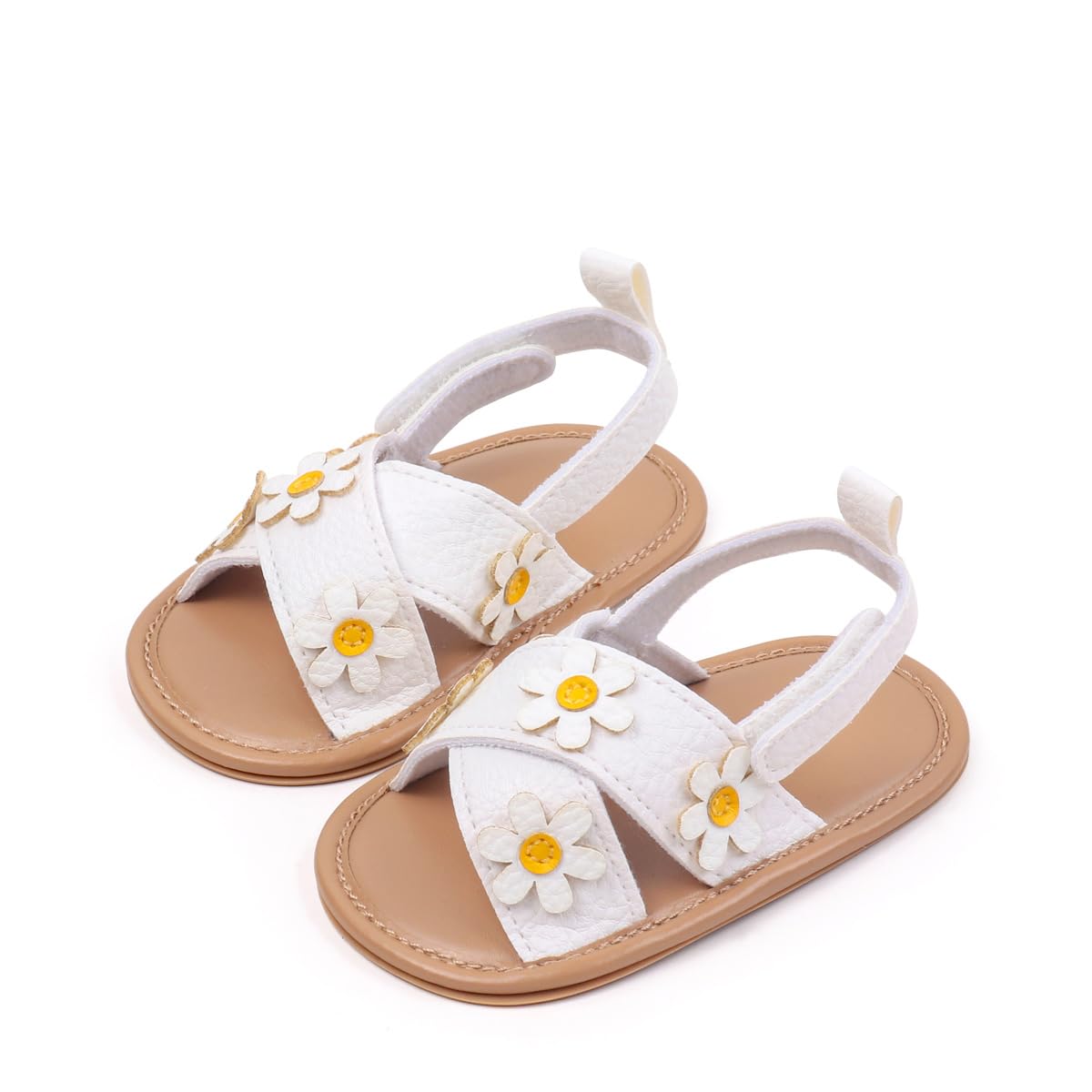 yibubu Baby Girl Sandals Soft Sole First Walker Shoes Non Slip Toddler Summer Sandals Adjustable Strap Infant Walking Shoes Ruffle Bow Baby Dress