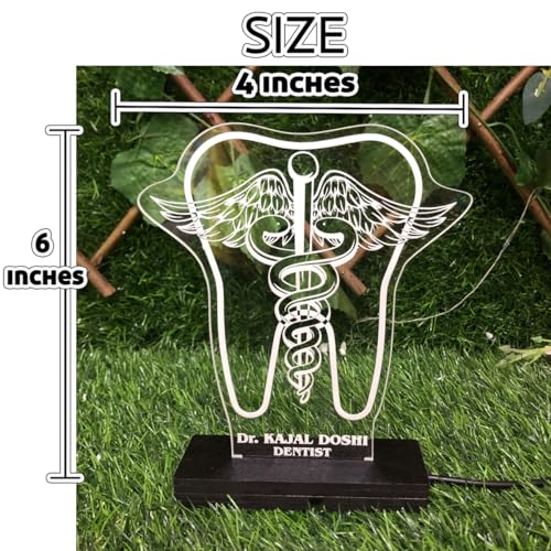 Image of DON'T JUDGE ME CUSTOMISED Doctor Lamp with Doctors Name and Design | Personalized Gift for Doctors (Warm White Color LED Light) (Dentist-1)