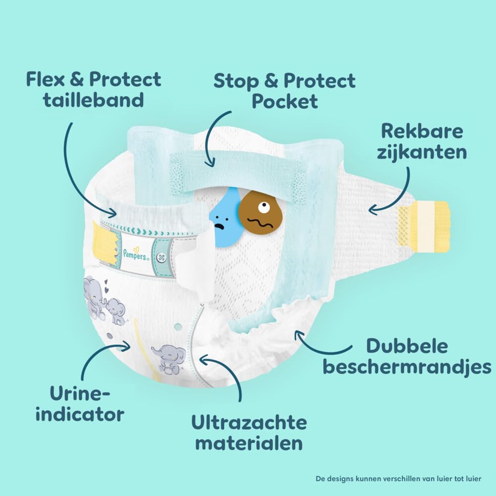 Pampers Pieluchy dla niemowląt rozmiar 7 (15+kg) Premium Protection, bardzo duże, miesięczne pudełko, najlepszy komfort i ochrona dla skóry wrażliwej, 128 sztuk
