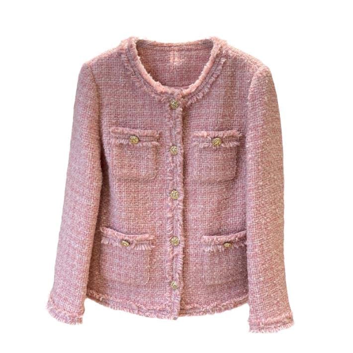 CHONG FENG XIA Tweed fleece Padded Suit Jacket - Women's Warm V-Neck Loose Blazers