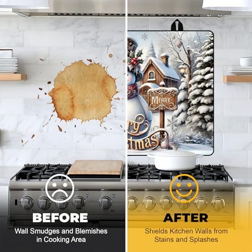 Image of NYZE Christmas Stove Top Cover for Electric Stove,Glass Stove Top Cover,Heat Resistant Glass Cooktop Cover,Stovetop Protector, Kitchen Decor,Dish Drying Mats Cover for Washer Ceramic Top 28.5x20.5 in
