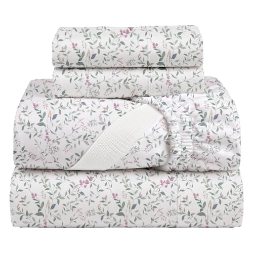 Image of 100% Cotton Printed Percale Cooling Bed Sheet Set - King Size, Botanique