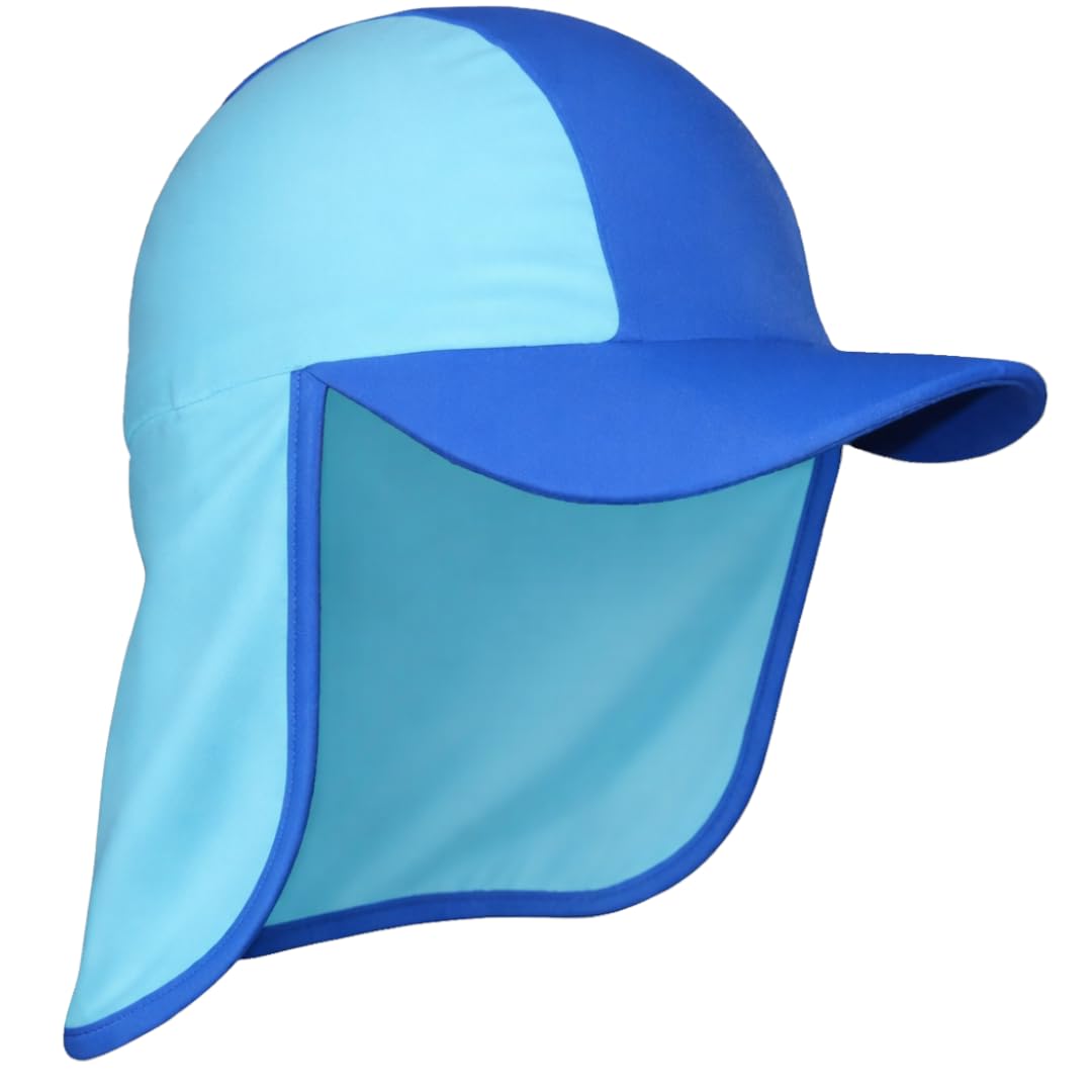 Kidz Swimmers Men's Blue Baby Boys Kids Toddler Legionnaire Sun Hat Uv Sun Protection Swim Flap Cap With Neck Protection Upf50+ Sunsafe 3-24 Months - Can Be Worn In The Water - Great For Beach Seaside Pool Or Holiday