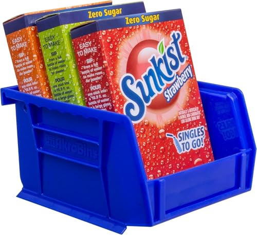 Image of Akro-Mils 30210 AkroBins Plastic Storage Bins, Space-Saving Stackable Bins for Garage, Pantry, Craft Organization, 5 inch x 4 inch x 3 inch, Blue, 6-Pack