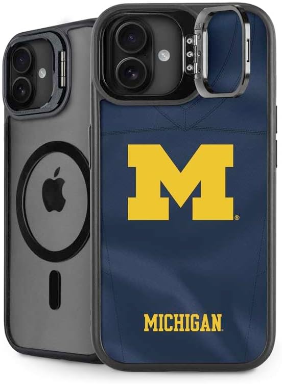Skinit Kickstand Phone Case Compatible with iPhone 16 Plus - Officially Licensed University of Michigan Wolverines M Design