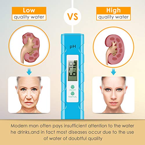Digital PH Meter, PH Meter 0.01 High Accuracy Quality 0-14 Measurement Range for Household Drinking, Pool and Aquarium Water PH Tester Design with ATC