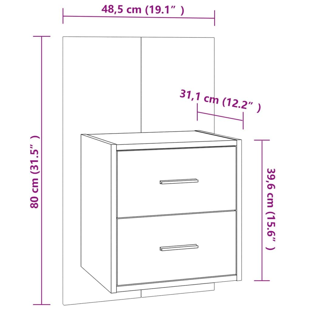 Comodino a Muro Rovere Marrone in Legno Multistrato per Soggiorno e Camera da Letto, Mobile Sospeso con Design Moderno e Facile da Pulire, Ideale per Ottimizzare Spazio