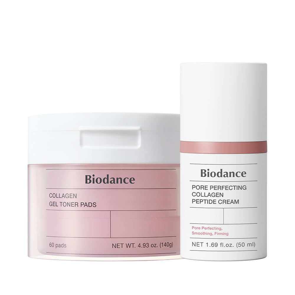 BIODANCE Collagen Hydra-Firm Routine Duo: Collagen Toner Pads &amp; Facial Moisturizer, Hydrating, Firming, Korean Skincare Routine Set for Glass Skin, Korean Skin Care, Skin Care Set