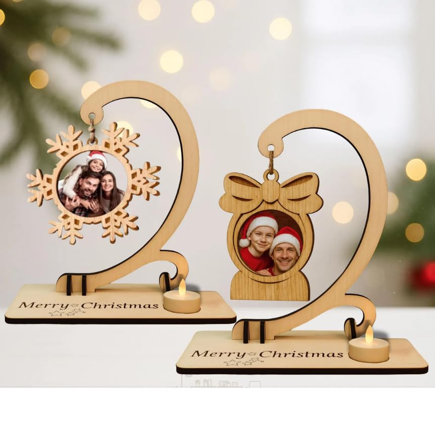 Customized Personalised Christmas Photo Frame Combo Set of 2, Tabletop Frame for Christmas Vibes, Christmas Gift- Design 1-004