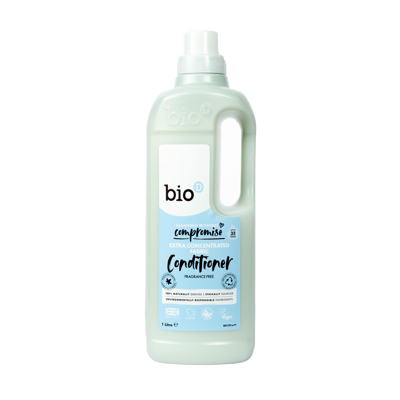 Bio D Extra Concentrated Liquid Fabric Conditioner Fragrance Free 1L | 33 Washes | Allergy Free | Vegan | Cruelty Free