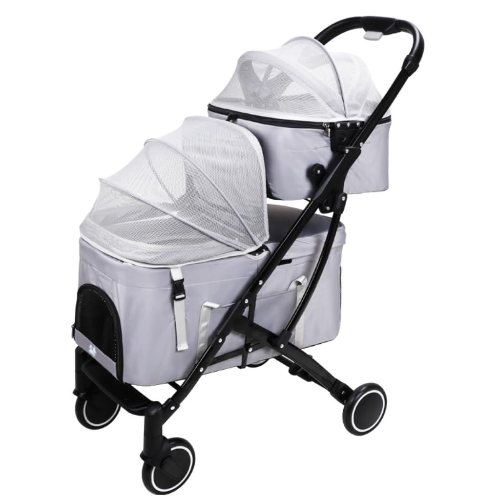 Cochecito de Mascotas Carrito para Perros Cochecito Plegable Para Perros, Cochecitos Para Gatos De 4 Ruedas Con Transportador Desmontable, Equipo Para Mascotas Para Gatos Pequeños, Medianos, Perros Y