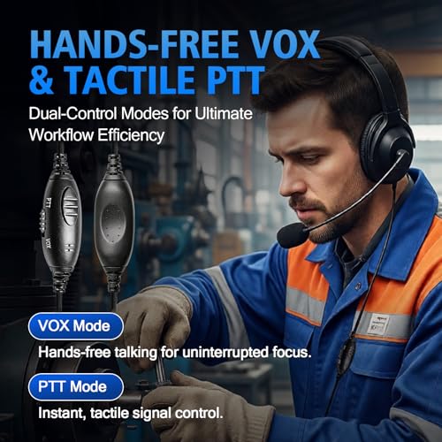 WODASEN Over Ear Headset Noise Canceling with Boom Mic Walkie Talkie Overhead Headset for SL300 WAVE TLK-100 TLK-110 SL3500e SL7550e SL2600 SL500 SL7550 SL8550 Radio 2.5MM 1-Pin Locked Ring Double Ear by WODASEN - Image 3