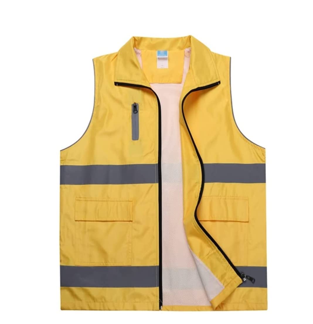Sicherheitsweste High Vis, Warnwesten mit Taschen Warnweste for Arbeiten im Freien, Joggen, Spazierengehen, Passend for Männer und Frauen Bauweste