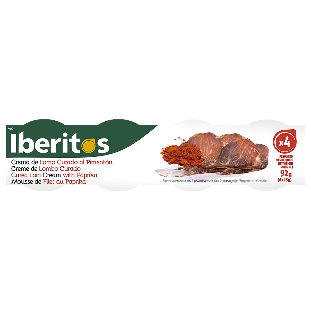 Iberitos - Crema de Lomo al Pimentón - Ideal para Untar Tostadas, Pan y Crackers - Ingredientes Selectos - Sin Gluten - Producto Fabricado en España - 16 Packs de 4 x 23 Gramos