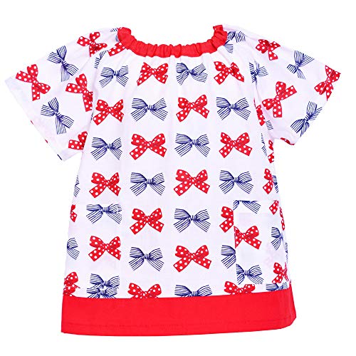 カラフルキャンディスタイル(COLORFUL CANDY STYLE)半袖スモック120-130 幼稚園スモック 遊び着 ポルカドットとストライプのフレンチリボン(スケアー地・アイボリー) N1333820