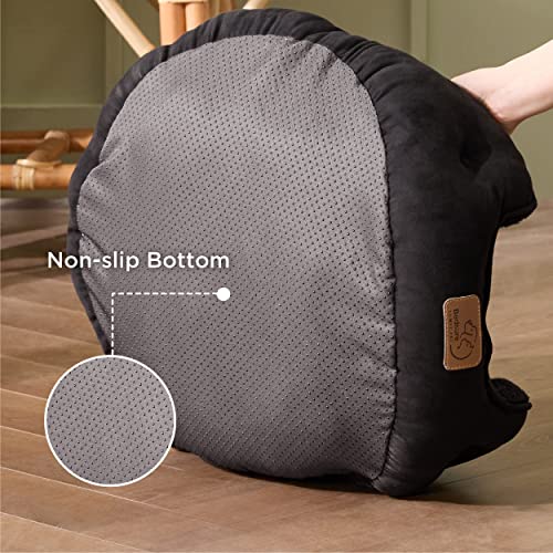 BEDSURE Katzenbett waschbar Katzen Bettchen - 51x48x15cm Katzenkorb mit zweiseitig Innenkissen Katzenschlafplatz für Katzen oder kleine Hunde, schwarz
