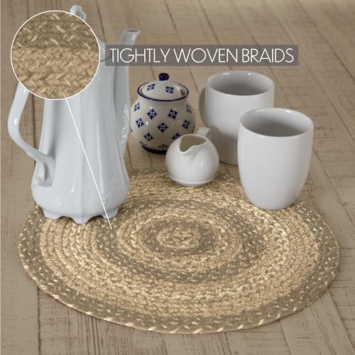 VHC-Brands-Cobblestone-Trivet-Hot-Pad-for-Pots-Pans-Tan-Grey-White-Jute-Blend-Round-Circle-15-Inches VHC Brands Cobblestone Trivet Hot Pad for Pots Pans Tan Grey White Jute Blend Round Circle 15 Inches