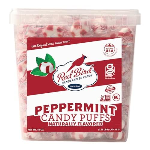 Red Bird Soft Peppermint Puffs Candy, Individually Wrapped Soft Mints,