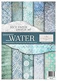 ITD Collection - Reispapier Kreativset A4 Decoupage Rice Paper Sheet 29,7 x 21 cm Serviettentechnik Mehrfarben (Water)
