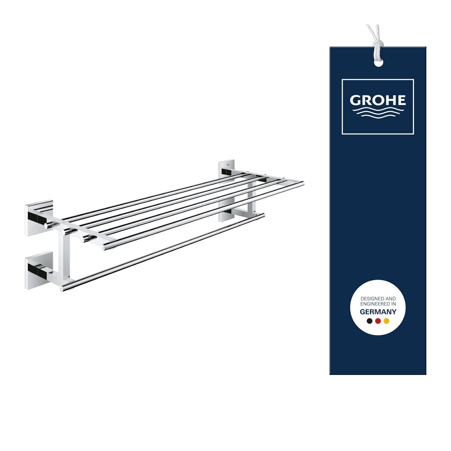 Grohe Start Cube QuickFix - Barra para toallas múltiple, cromo, para atornillar con QuickScrew, no pegamento, ref. 41099000
