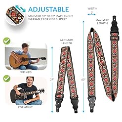 Sangle de guitare de style folk – Lot de cintres de guitare tissés jacquard avec 2 verrous de sangle et 2 médiators… - Les Beatles, Paul McCartney, John Lennon, RIngo Starr, George Harrison Sangle de guitare de style folk - Lot de cintres de guitare tissés jacquard avec 2 verrous de sangle et 2 médiators… – Image 2