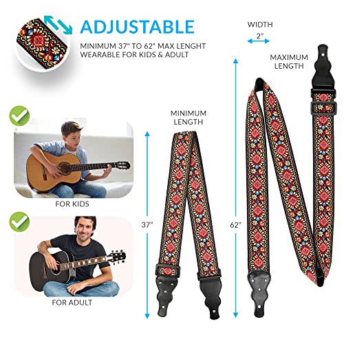 Sangle de guitare de style folk – Lot de cintres de guitare tissés jacquard avec 2 verrous de sangle et 2 médiators… - Les Beatles, Paul McCartney, John Lennon, RIngo Starr, George Harrison Sangle de guitare de style folk - Lot de cintres de guitare tissés jacquard avec 2 verrous de sangle et 2 médiators… – Image 3