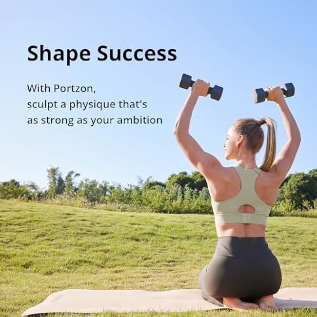 Portzon Weights Dumbbells 10 Colors Options Compatible with Set of 2 Neoprene Dumbbells Set,1-15 LB, Anti-Slip, Anti-roll, Hex Shape for Shoulder,Neck, and Hand Training for Seniors