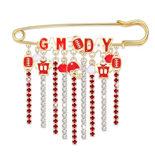 Image of Game Day Brooches for Women Football Brooch Pins Touch Down Brooches Red Black Blue White Team Spirit Accessories Game Day Outfits Football Jewelry Party Favor Gifts