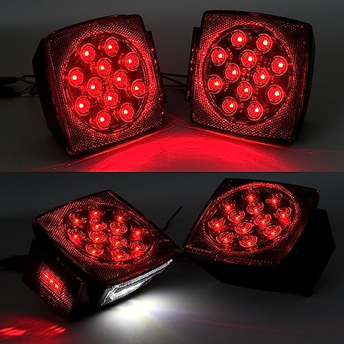 Image of Trailer Lights, 2Pcs Square Red Led Rear Combination Tail Lights
