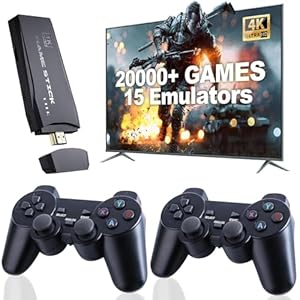 2026 Retro Konsole, Game Stick Spielekonsole mit 20,000+ Klassikern, 2 Controller Plug & Play, Geschenk für Familie