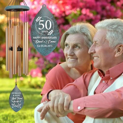 Image of ASTARIN Personalized 20th 50th Anniversary Wind Chime, Happy Anniversary Wedding Valentine's Day Gift for Wife Husband Men Women Sister, Keepsake Decorations for Parents Couples