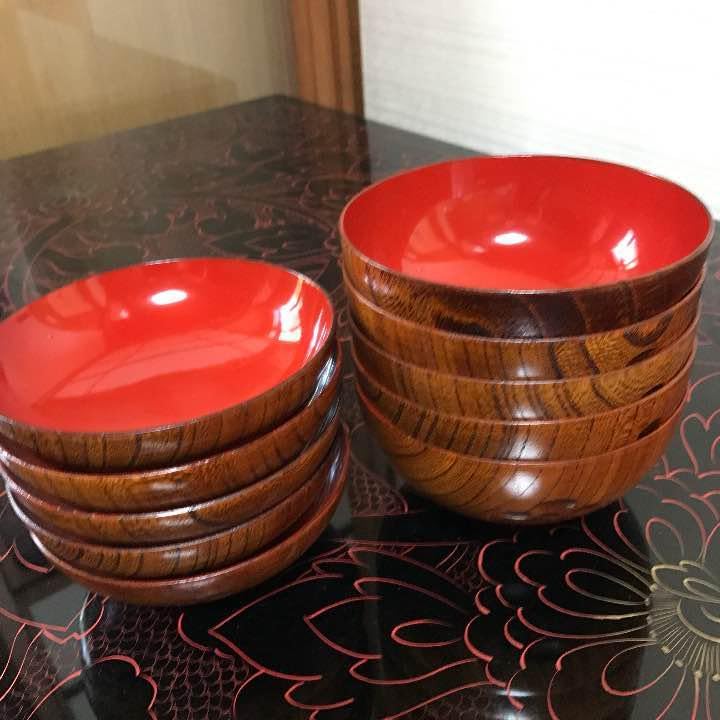 ハナエモリ しっきシック 三段重蓋付き椀 桐竹蝶柄 石川県加賀市 山中