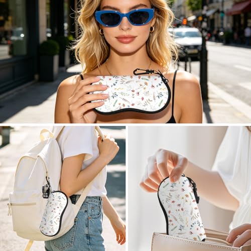 Image of Sunglasses Soft Case, Cute Ultra Light Portable Neoprene Zipper Eyeglass Glasses Case with Belt Clip for Men Women