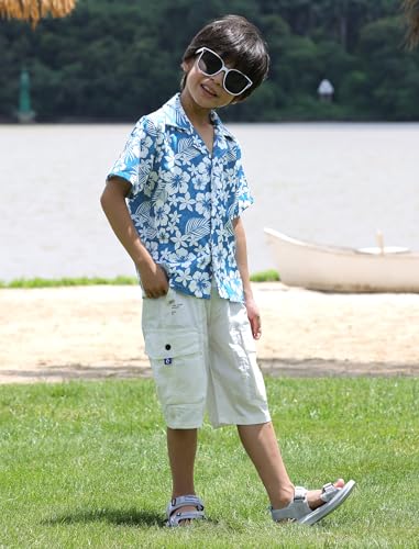 APTRO Boy's Hawaiian Shirt Tropical Beach Casual Summer Shirt with Pocket Short Sleeve 4-15 Years4