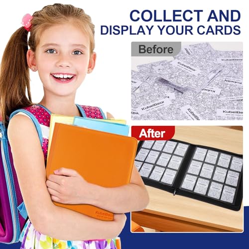Image of Card Binder - 720 Capacity, Zippered Trading Card Holder for MTG, Sports & Collectible Cards - Acid-Free, Durable & Travel-Friendly Storage (Orange dots, 12 Pocket)
