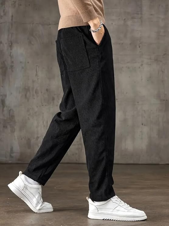 Image of NoseQueen Men's Corduroy Relaxed Fit Stretchable & Comfortable Sweatpant Trousers Pant