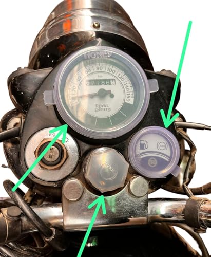 Image of Pure Biking Monsoon Kit Rain Proof Cap Set of 5 Speedo Meter, AMP Meter and Tank Cap + Gear Shift Rubber+ Nut Cover Compatible With All Classic, Standard and Electra Model 2012 to 2020