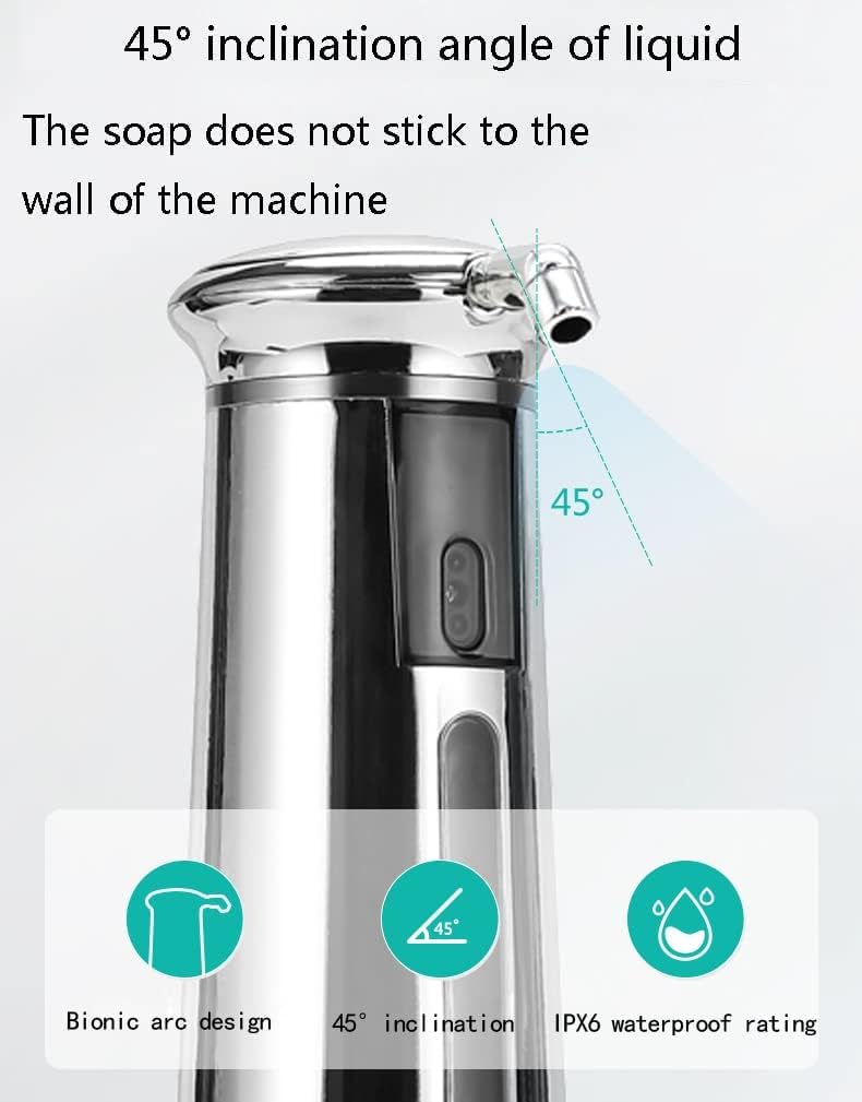 Dispensador de jabón dispensador de jabón con sensor de movimiento infrarrojo sin contacto, diseño de ahorro de energía, impermeable, dispensador de jabón eléctrico automático
