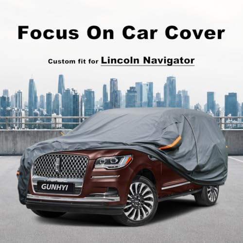 Image of GUNHYI Premium Car Cover Custom Fit Lincoln Navigator, 16 Layers Heavy Duty Car Cover Waterproof All Weather with Zipper Door for Sun Rain Snow Dust Uv Protection